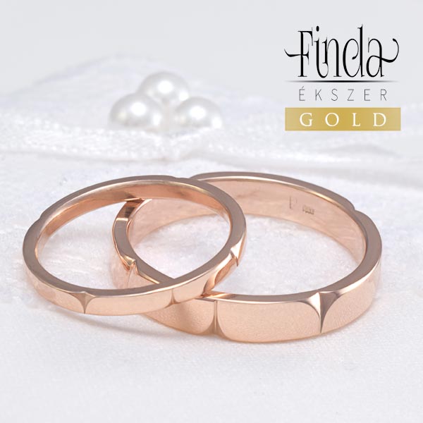 Leaf rose gold - rozé arany jegygyűrű pár